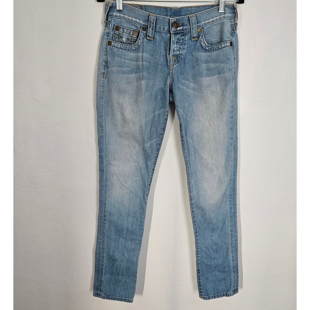 True Religion Brianna Light Wash Skinny‎ Jeans Low Rise Blue Denim Size 25 USA